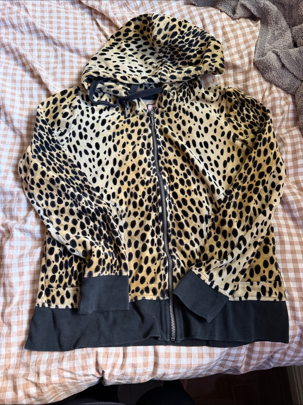 Juicy Couture Leopard Print Velour Zip Hoodie